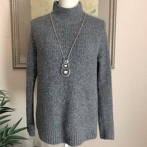 Abercrombie & Fitch Gray and Green Metallic Mock Neck Sweater - S